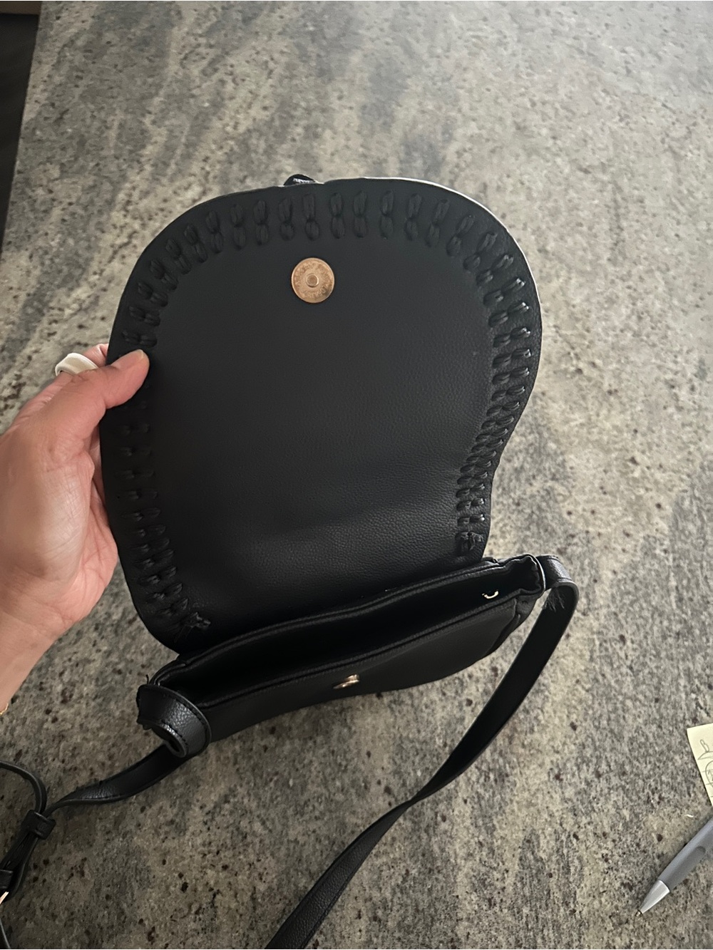 Boho Black PU Leather Crossbody Bag - Picture 8 of 8